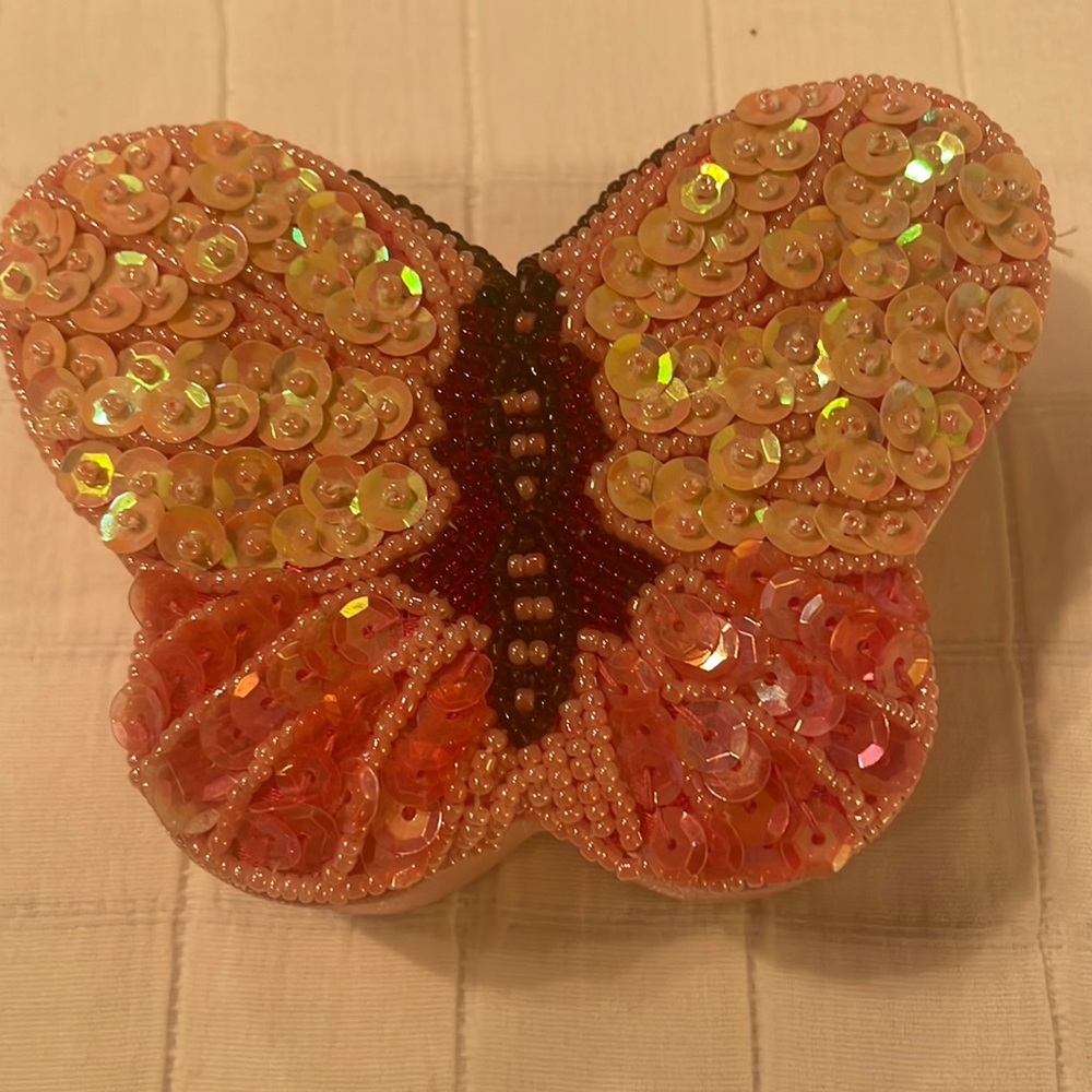 Y2K butterfly box case organizer sequins beads pink
